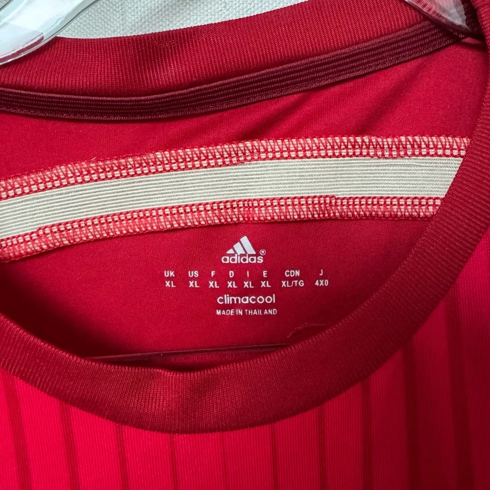 adidas Red Spain National Team Soccer Jersey with Gold Accents